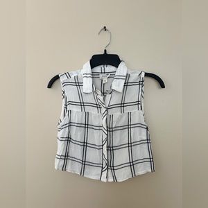 LA Hearts Flannel Button Up Cropped Tank Top